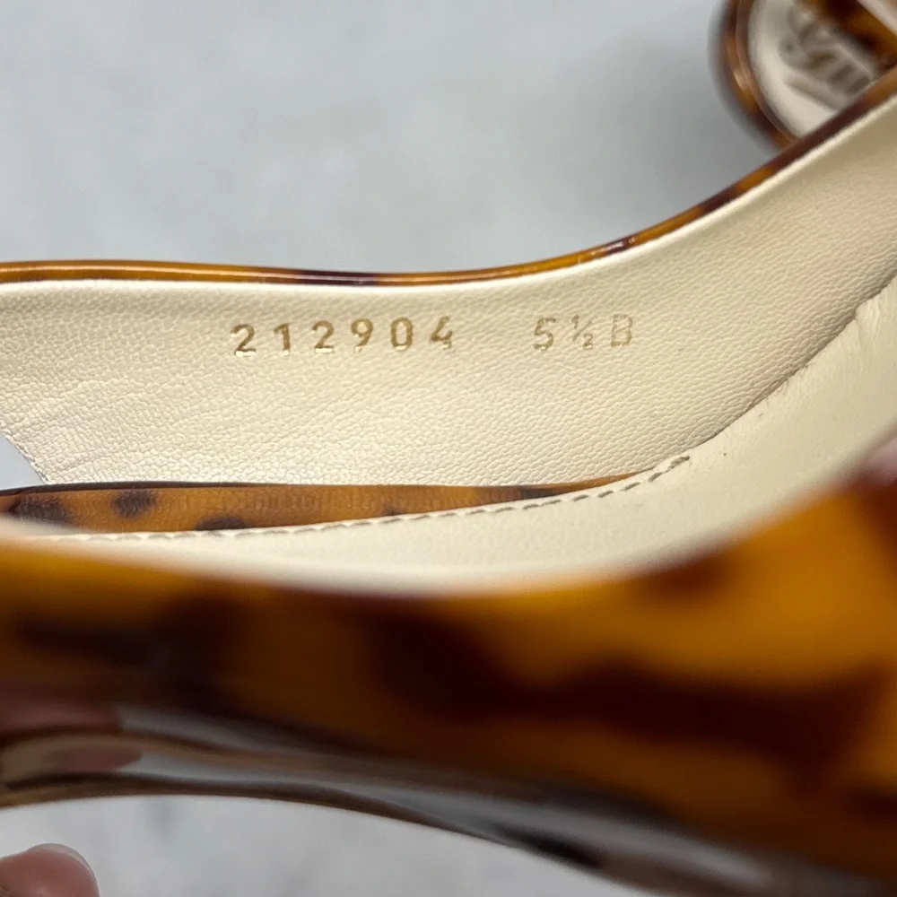 GUCCI Vintage Y2K Tortoise Patent Leather Platform Slingback Pump Heels Glam 5.5 - Picture 13 of 16